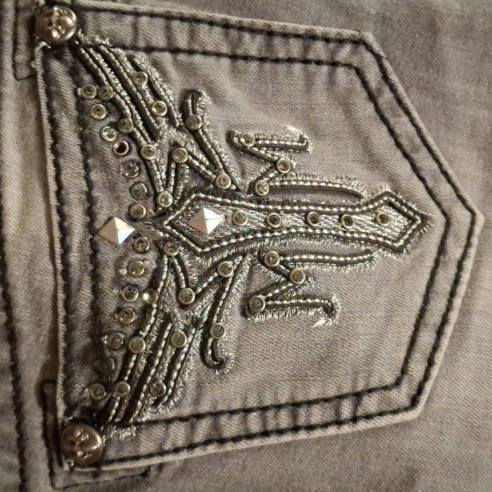 Miss Me 26 Embellished Gray Skinny Jeans  26x30